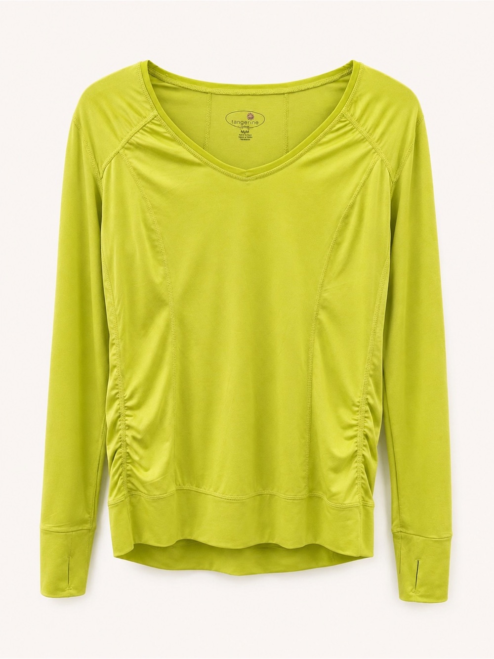Tangerine Lime Green V-Neck Long Sleeve Top